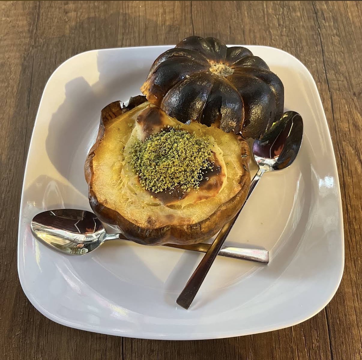 Pumpkin dessert with pistachio